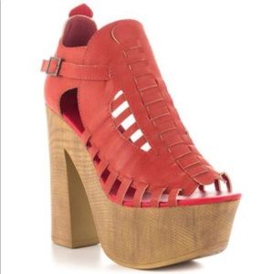 Penny Loves Kenny Merlin Platform Sandal-Red Matte